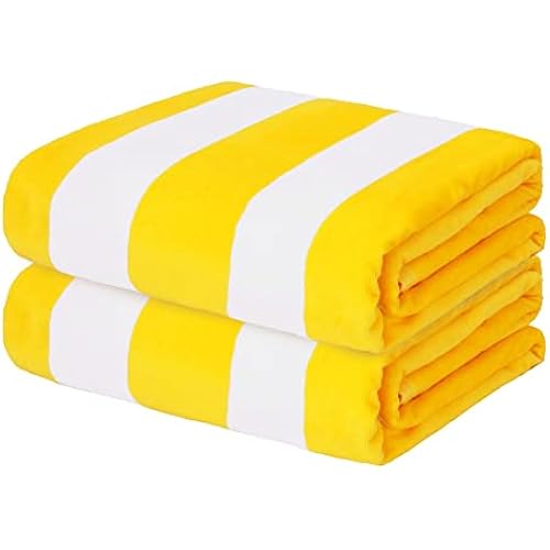 Exclusivo Mezcla 2 Pack Cotton Pool Beach Towel, Oversized Stripe Towel Set