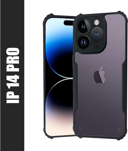 Image of AIBEX Crystal Clear Back Cover Case for Apple iPhone 14 Pro | 360 Degree Protection | Shock Proof Design | Transparent Back Cover Case (PC & TPU, Black Bumper)