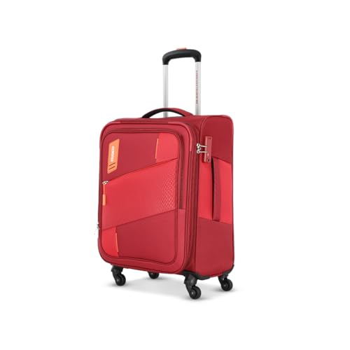 Image of American Tourister Spruce Spinner 59cm Cranberry Red Polyester Softside Luggage with TSA Lock (Trolley /Suitcase)