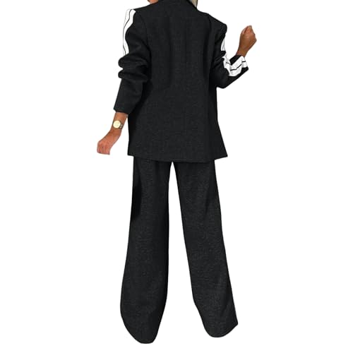 Womens Fall 2 Piece Blazer Set Oversized Jacket Wide Leg Pants Sets Lapel Button Up Blazers Business Casual Outfits Set3