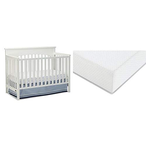 Graco Lauren Convertible Crib + Graco Premium Foam Crib and Toddler Bed Mattress, White