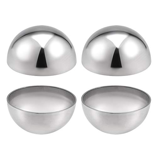 uxcell 51mm Dia 304 Stainless Steel Hollow Cap Ball Hemisphere Spheres for Handrail Stair Newel Post 4pcs
