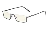 Eyekepper Computer-Lesebrille,UV420-Schutz-Blaulichtfilter,Halbrand-Lesebrille,Metallisch Blaugrau +1.75