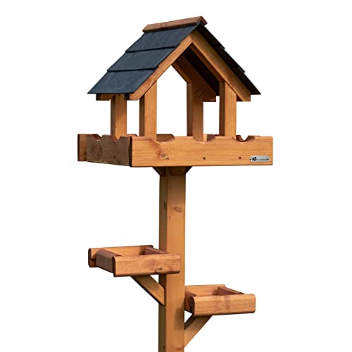 Riverside Woodcraft Triple Slate Roof Bird Table