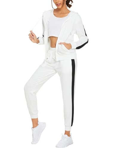 Parabler Jogginganzug DamenTracksuit Trainingsanzug Zweiteiler Sport Set Sportanzug Fitness Polyester Tasche Kapuze Weiß XXL Parabler Jogginganzug DamenTracksuit Trainingsanzug Zweiteiler Sport Set Sportanzug Fitness Polyester Tasche Kapuze Weiß XXL
