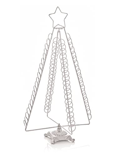 Christmas Tree Greetings Card Holder Metal Silver Tree Shape Holds 80 Cards 50cm