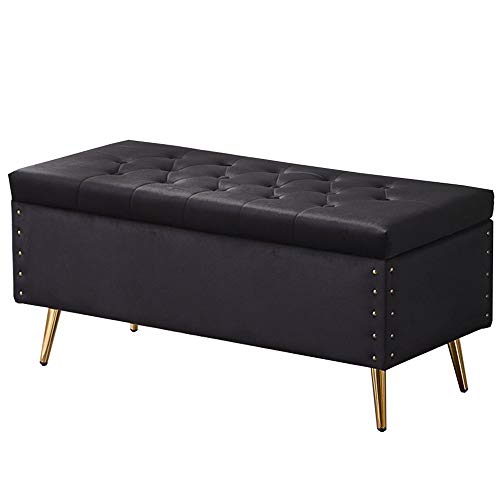 SXZenSpace Taburete Rectangular Plegable de Terciopelo con Almacenamiento, Apto para Uso doméstico, tapizado en Terciopelo, con Patas Antideslizantes, soporta hasta 150 kg, Mide 80 x 45 x 45