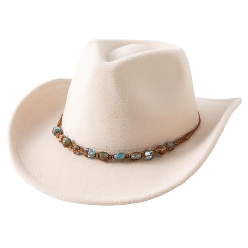 Jastore Western Cowboy Hat for Kids Girl Boy Classic Fedora Hat Felt Cowgirls Hats with Two Decorative Bands3