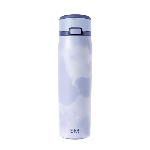Image of Simple Modern Water Bottle with Straw & Handle | 24oz | Tie Dye | Mesa Loop Insulated Water Bottle for School, Sports, Travel | Leak Proof, Stainless Steel | Purple Tie Dye