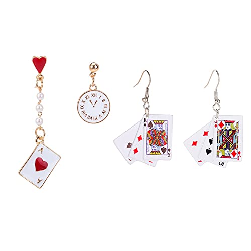 XHBTS 2 Paar Asymmetrie Lustige Ohrringe für Frauen Poker Shaped Ohrstecker Schöne Ohrschmuck Festival Party Dekoration Cover