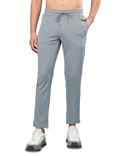 Image of TECHNOSPORT Men Mid Rise Solid Regular Fit Track Pant with Technodry, Antimicrobail for Gym, Workout, Sports and Regular Use