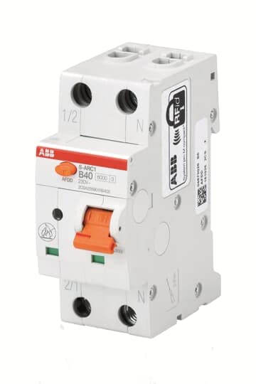 ABB Protecta Plus S-ARC1 M B40 AFDD con MCB integrato • 1P+N • 40 A Tipo B • 230 V AC • Capacità di rottura 10 kA • Protezione da guasto e sovracorrente • Guida DIN 2 moduli • 2CSA275901R9405