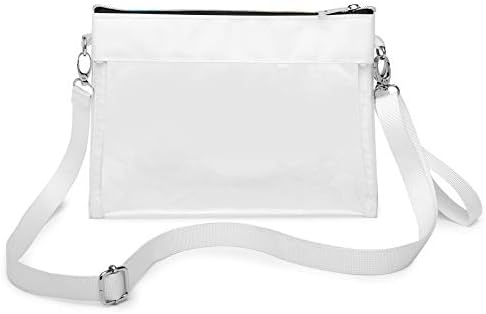 Clear Purse, Packism Clear Bag Stadium Approved NFL, BTS Concert, Colorful Zipper Clear Cross body Bag Transparent Purse Handbag for Women, White