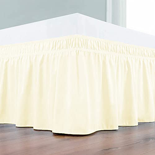 Image of Wrap Around Dust Ruffled Bed Skirt 18 inch Inch Tailored Drop Fade Resistant Brushed Microfiber Bed Skirt - Single Bed | Ivory