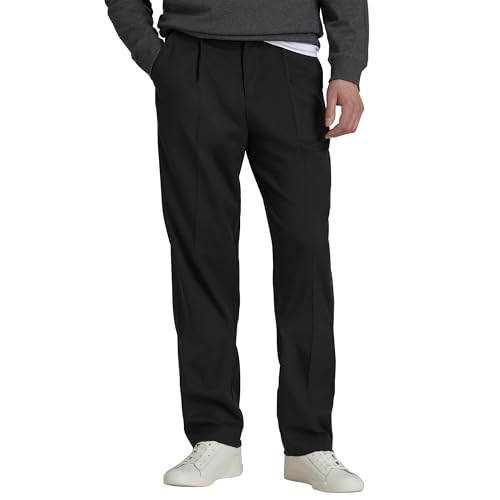 Men's No Iron Pleated Dress Pants Expandable Waist Regular Fit Premium Comfort Slacks