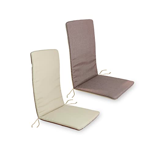 duehome | Cojín de Sillón Reversible, Cojín Exterior, Cojín Desenfundable, Cojín Outdoor, Acabado en Taupe/Beige, Medidas: 47 cm (Ancho) x 48+68 cm (Largo) x 3 cm (Alto)