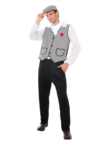 Rubies Disfraz Chulapo Hombre, Adulto, Chaleco con Clavel, Camisa, Pantalones con Bolsillos, pañuelo y Gorra, Talla Estandard, Licencia Oficial para San Isidro, Chulapos, Chotis, Madrileños Carnaval