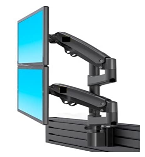 Soporte de monitor doble articulado de 22 a 32 pulgadas con resorte de gas negro