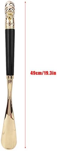 Shoe Horn Long Handled Metal Lion Head Shoe Horn Wooden Long Handle Shoe Lifter Shoe Spoon Tool for Men Lady(Black, 49cm)