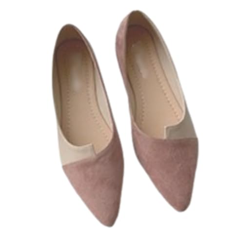 [3MDGHD] パンプス 靴 フラット シューズ バイカラー レディース ぺたんこ ローヒール 歩きやすい 履きやすい おしゃれ (ピンク, 日本の靴のサイズ寸法, 大人, 数値, 25.0 cm)