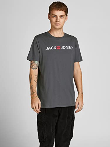 Jack & Jones Packung mit 2 T-Shirts in Übergröße, Rundhalsausschnitt, Druck, Design Logo Oversize, 3er Pack (Asphalt, Dunkelgrau Melange… – Ansicht 3