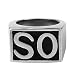 OAKKY Jewelry Men's Stainless Steel Biker Rings, SO, Vintage, Silver and Black, Size 10