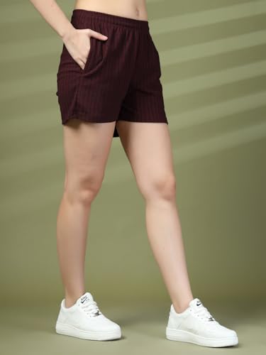 Image of UZARUS Women's Elastic Waist Shorts Night Wear Sports and Running Gym Workout and Yoga Regular Fit Short for Women Combo (Pack of 2)
