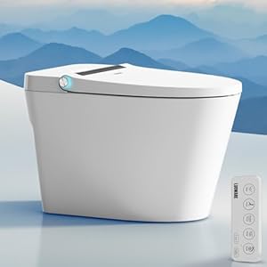 Smart Bidet Toilet, One Piece Elongated Toilet with Built-in Heated Bidet Seat, Auto Flush, Foot Sensor, Built-in Tank & Pump-Assisted, Warm Water & Dryer, LED Display, Night Light, Manual Lid