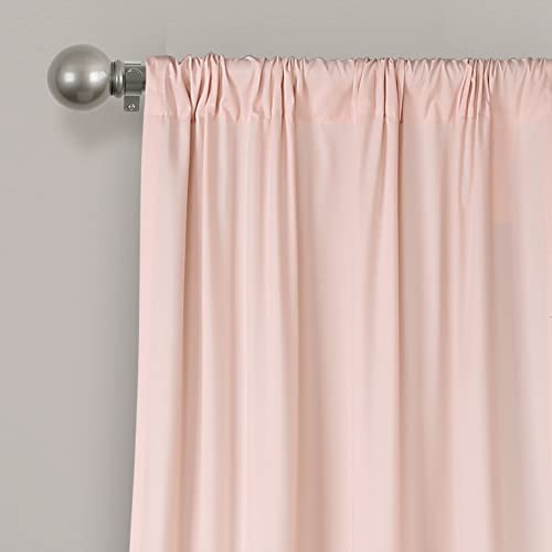 Lush Decor Allison Ruffle Curtains Window Panel Set for Living, Dining Room, Bedroom (Pair), 84 in L, Pink/Blush