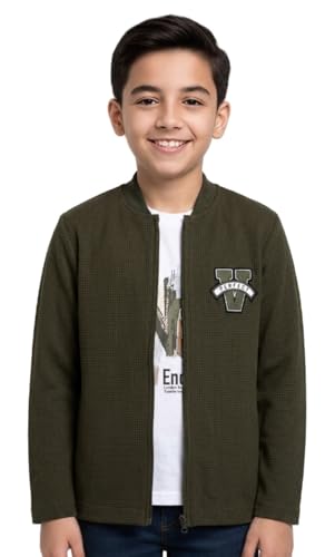 Image of Boys Full Sleeves Solid Jacket and T-Shirt