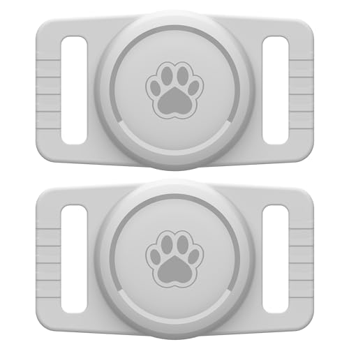 Image of GOCII for Airtag Dog Collar Holder 2 Pack,Waterproof Dog Collar Holder for Apple AirTag(Gen 1 & 2),Silicone Air Tags Case for Dog Collars(Light Gray)