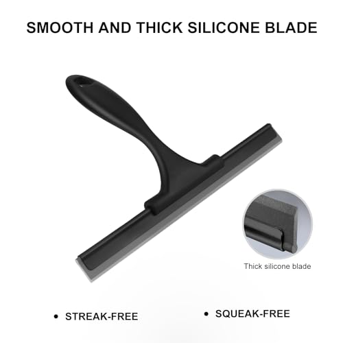 Image of SetSail Squeegee for Shower Glass Door Stainless Steel Shower Squeegee for Glass Doors All-Purpose Window Squeegee for Tile Shower Walls, Sink, Mirror, Bathroom, Car Window Cleaning 10 Inches, Balck
