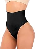 ShaperQueen103 Thong Every-Day Core Tummy Control Shapewear Seamless Slimming Shaping Thong Body Shaper Underwear Panty (Large, Black)