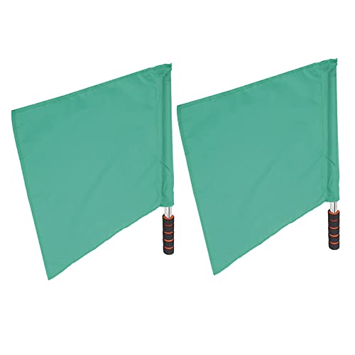 Referee Flag, 2Pcs Sports Referee Flags with Metal Pole Foam Handle, Hand Semaphore Flag Track and Field Sports Training Flag for Soccer Volleyball (Green)