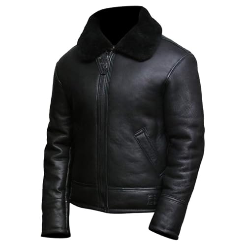 Men's B3 Bomber Aviator Sheepskin Leather Jacket – Real Shearling Lined Winter Pilot Coat4