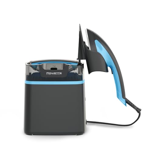 Rowenta Cube Compact UR1512 Cepillo de vapor 2980 W, 5 bares presión vapor, depósito 1 L, elimina arrugas, olores y desinfecta, golpe de vapor hasta 90 g/min, sistema portátil, Negro Y Azul.