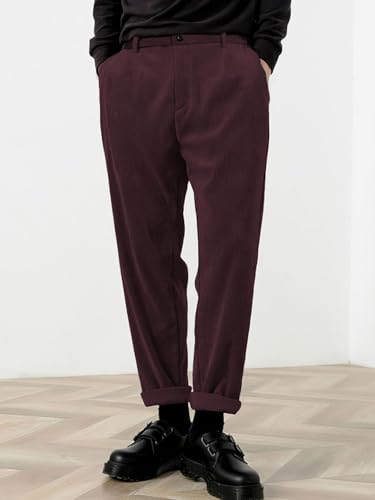 Image of KOTTY Men's Solid|Button|Straight|Regular fit|Corduroy Trousers|Pant for Men