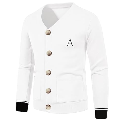 V Neck Sweaters Cardigan Men's Long Sleeve Top Button Down Shirt Father Office Fall Tops 2025 Clothes