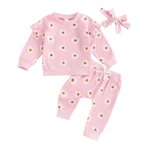 Newborn Infant Baby Girl Clothes Set Long Sleeve Sweatshirts Tops Pants Outfits Clothing Gifts 3 6 9 12 18 24 Months (I-Pink, 6-12 Months)