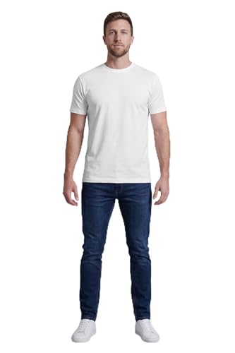 ESSA Mens T-Shirt Short Sleeve Crew Neck 100% Cotton Tee for Men Plain Solid Casual Basic T Shirt Soft Breathable Athletic Fit Mens Tee Everyday Wear White X-Large