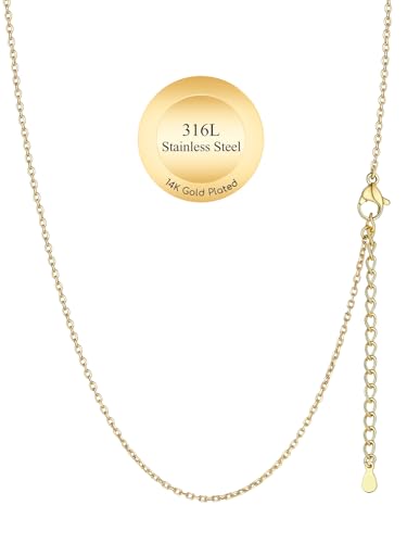 Suplight - Suplight 1,4mm chaine or femme 18 carats Collier pour homme ras de cou acier inoxydable taille 61cm