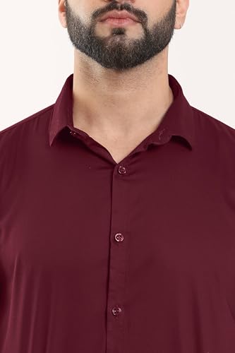 Image of FILO HEVIS Men's Solid Regular Fit Cotton Casual Shirt with Spread Collar & Full Sleeves.