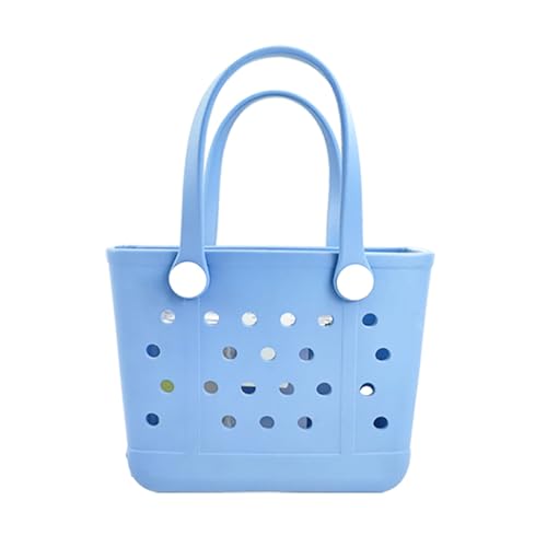 UeKeKicg Small Beach Tote Bag, Rubber Beach Bag, Waterproof Washable Durable Open Travel Totes for...