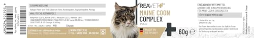 ReaVET Maine Coon Complex, Rasse Spezial-Ergänzungsfutter für große Katzen – Main Coon Futter, Maine Coon Futter, artgerechte Rundumversorgung