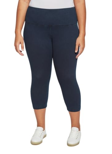 Lyssé Denim Capri Leggings - Capri Jeggings for Women with Concealed Waistband and Soft, Stretch Fabric