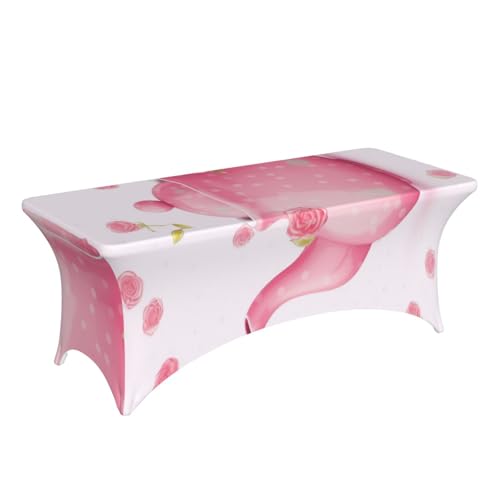 Nappe infroissable rose pour table rectangulaire 1,8 m lavable et facile à installer - 4