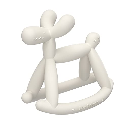 Miraloop Teething Toy For Baby 0-6, 12, 18 Months Infant, Jellydog Never Drop Food Grade Silicone Rocking Teether, Prevent Choking & Odorless, Less Dust And Hair Adhesion, Baby Gift, Milk White #TOP20