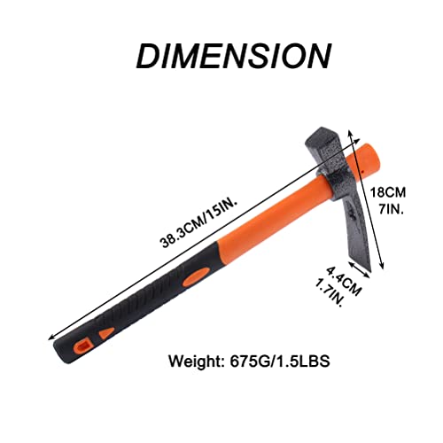 LUBAN Dual Head Hammer Hoe with Heavy Duty Forged Adze and Ergonomic Non-Slip Handle for Gardening, Hunting, Landscaping Outdoor 39mm/15-Inch