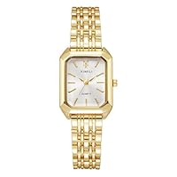 OFFCUP Damenuhr Rechteckige, Damen Analog Quarz Uhr mit Edelstahl Armband, Uhren Damen Klein Einfache Vintage Klassische Armbanduhr Lässig Quarzuhr Kleideruhr, 3 Zeiger -Weiß