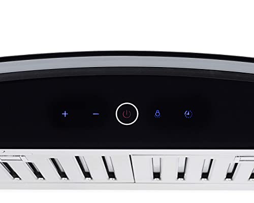 Hauslane | Chef Series Range Hood 30" Wm-639 Wall Mount Range Hood | Contemporary Stainless Steel Tempered Glass Stove Ventilation | 3 Speed, Touch Control, Baffle Filters| Vented Or Ductless #TOP5